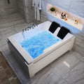 73 In. X 48 In. Alcove Whirlpool Bathtub For 2 Person With Left Drain Hydro Massage And Chromatherapy In Milk White