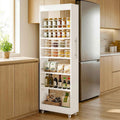 73 Tall Slim Storage Cart On Wheels 7 Tier Narrow Pantry Cabinet For Kitchen Small Spaces White