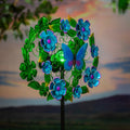74 In. Blueflower Butterfly Solar Metal Wind Spinner