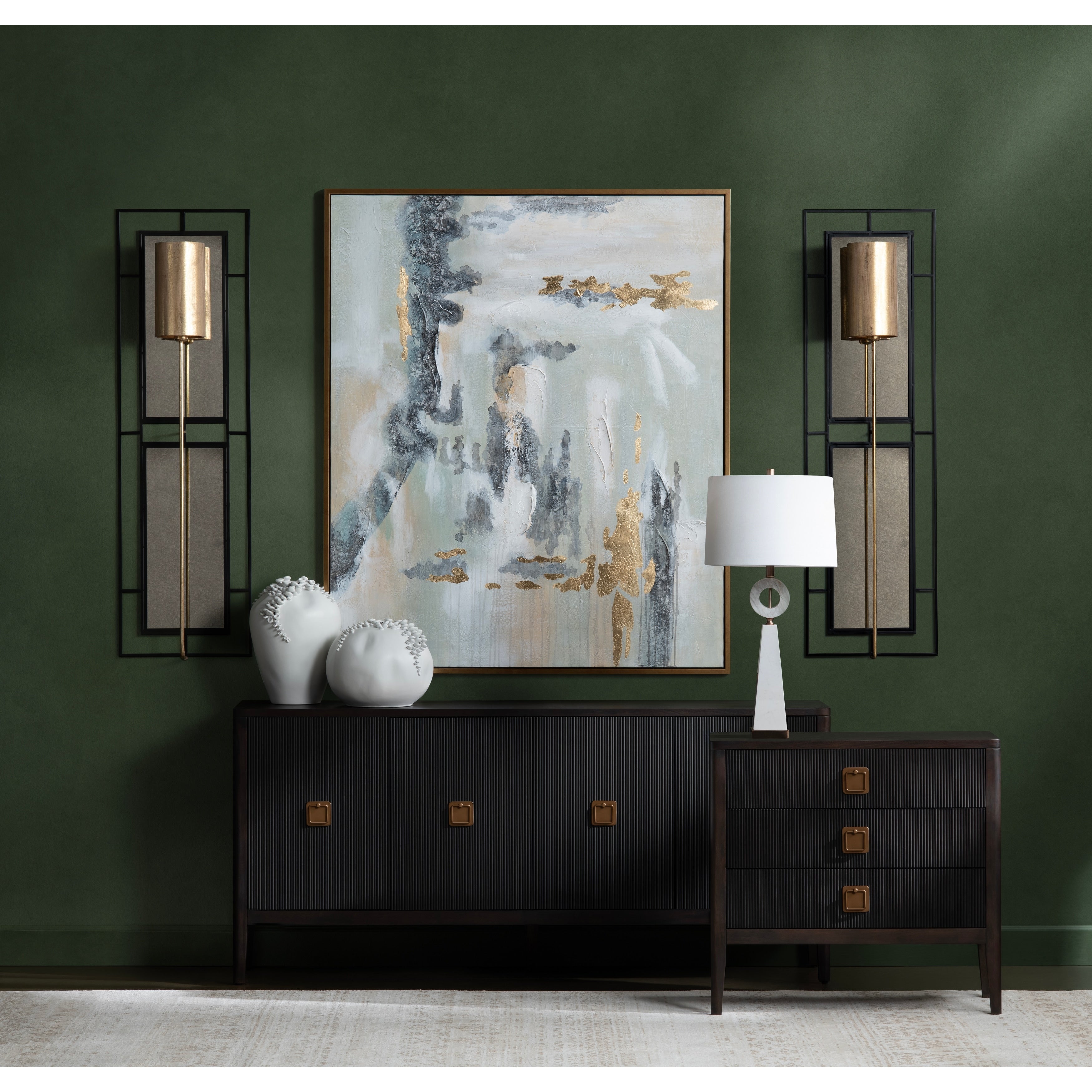 74 In. Brown Solid Wood 4 Door Media Credenza_Sideboard