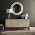 74 In. Brown Solid Wood 4 Door Media Credenza_Sideboard