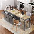 74.5 Kitchen Island With Extendable Dining Table Spice Rack 2 Drawers 4 Door Cabinet