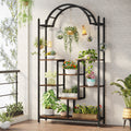 74.8 In. 5 Tier Indoor Plant Stand Flower Rack With Side Hanging Hooks And S Hooks