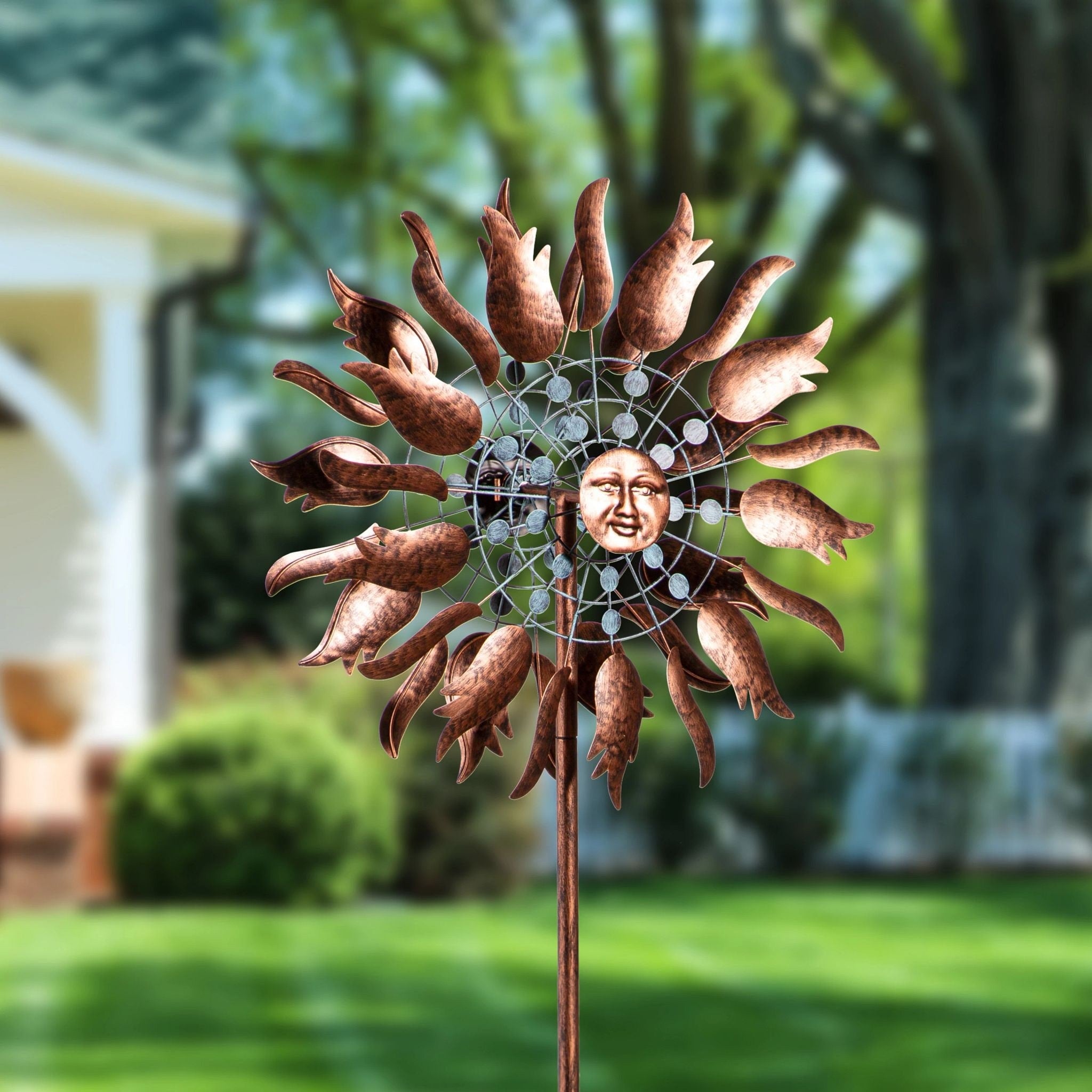 75 In. Copper Sun Metal Wind Spinner