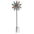 75 In. Copper And Turquoise Pedal Flower Metal Wind Spinner
