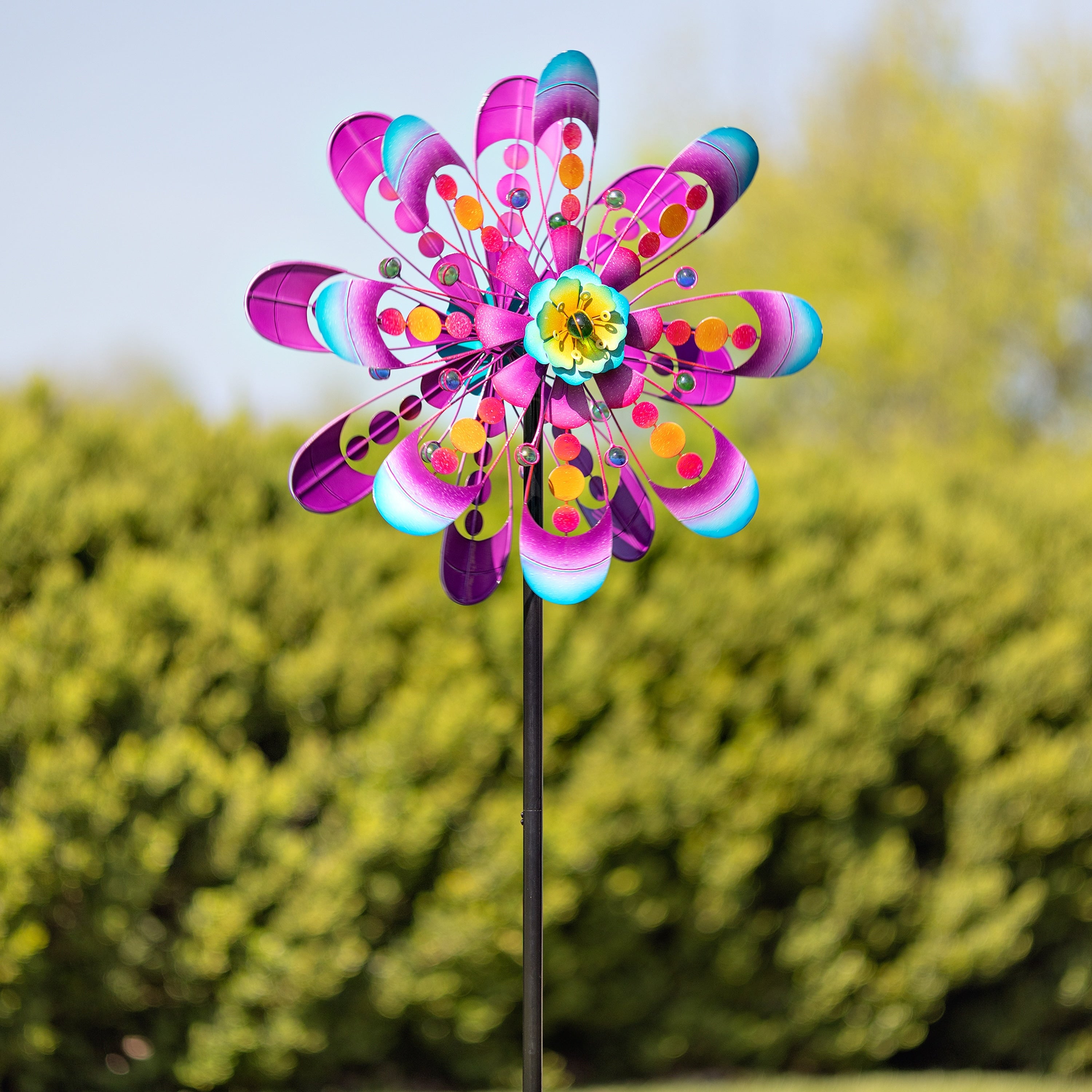 75 In. Jewel Bubbles Metal Wind Spinner Purple