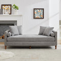 75.2 W Upholstered Chaise Lounge With Nailheads Sleeper Sofa Couch With 4 Throw Pillows 2 Bolsters Daybed With Rubberwood Legs