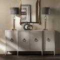 75.5 In. Beige Solid Wood 4 Door Media Credenza_Sideboard