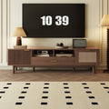75Inch Wood Tv Stand With Rattan Door Soft Close Storage For Living Room