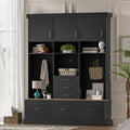 75 Entryway Hall Tree With Bench 3 Cabinets 6 Drawers Hooks