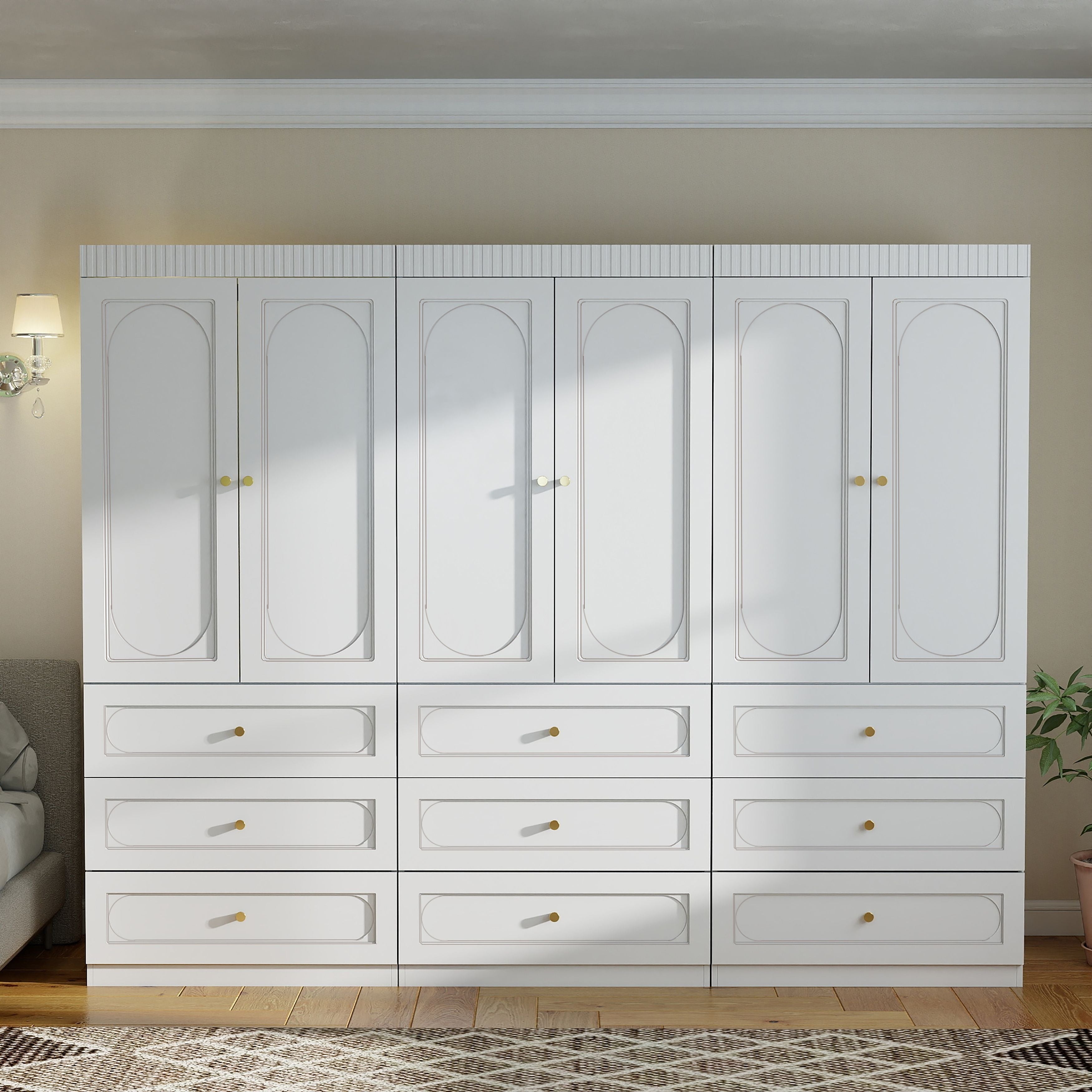 75 Wooden Armoire Wardrobe Closet With Doors Drawers Hanging Rod
