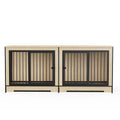 75 Double Dog Crate Furniture Extra Large Heavy Duty Dog Crates End Table Wooden Dog Kennel With Removable Tray Divider