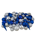 75Ct Blue And Silver Shatterproof 3 Finish Christmas Ball Ornaments