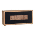 76 In. Brown Solid Wood 3 Door Media Credenza_Sideboard