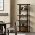 76 In. Brown Solid Wood 5 Shelf Etagere