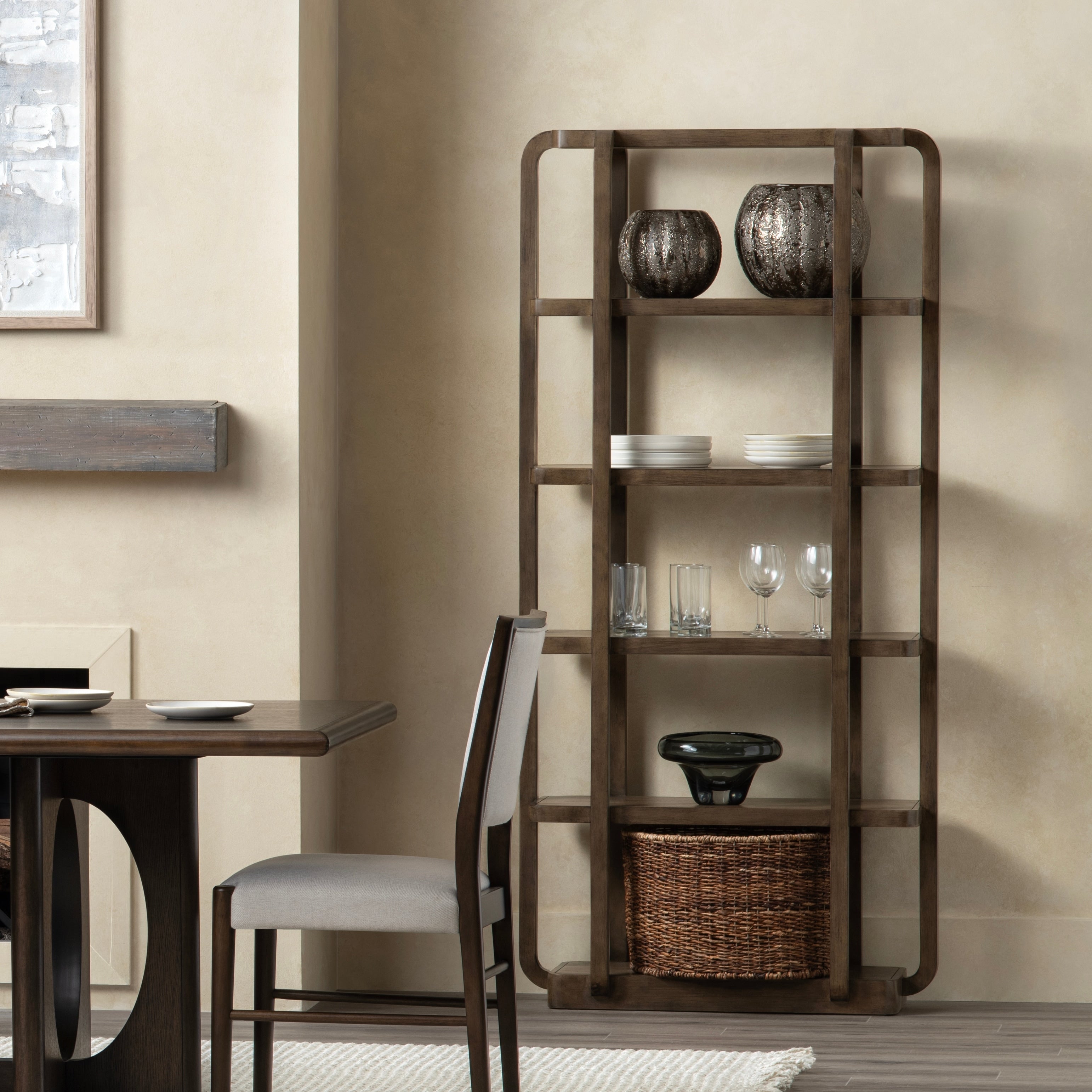 76 In. Brown Solid Wood 5 Shelf Etagere