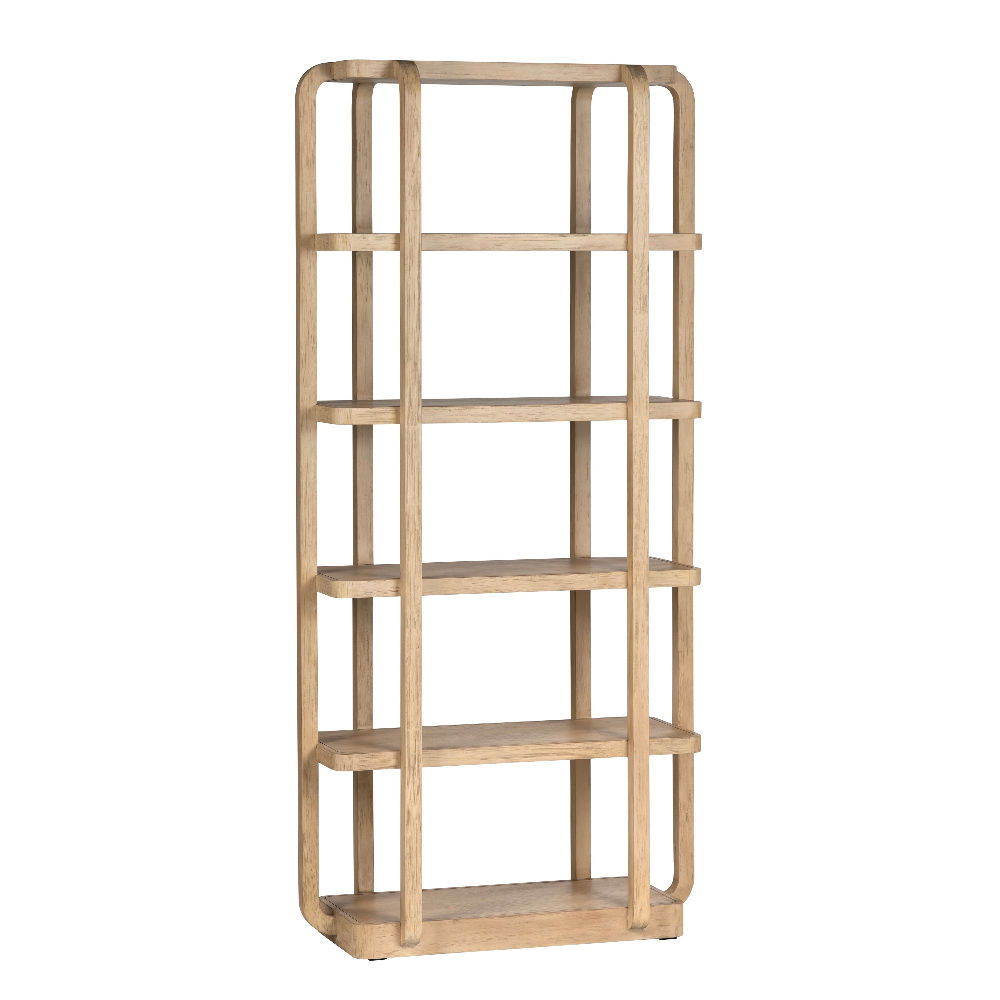 76 In. Tan Solid Wood 5 Shelf Etagere