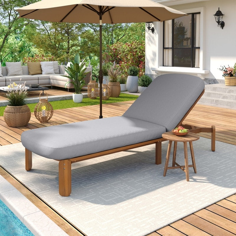 76.3 Outdoor Chaise Lounge Patio Reclining Chair With Adjustable Backrest For Patio Poolside