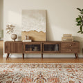 76 Modern Minimal Glass Doors Tv Stand For Tvs Up To 85 Inches