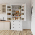 77 Inch Farmhouse Kitchen Pantry Storage Cabinet With 3 Adjustable Shelves 8 Door Shelves And 3 Drawers For Kitchen Dining Room