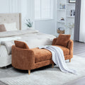 77.17 W Upholstered End Of Bed Bench With Armrests Chaise Lounge Couch With 2 Bolster Pillows Daybed With Rubberwood Legs