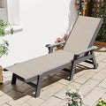 77.95 Outdoor Teslin Fabric Chaise Lounge With Hdpe Frame And Wheels