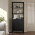 77 Tall Bookshelf With Cabinet Freestanding Storage Cabinet