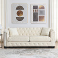 77 Velvet 3 Seater Sofa With Nailhead Arms And 2 Pillows