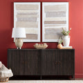 78 In. Brown Solid Wood 4 Door Media Credenza_Sideboard
