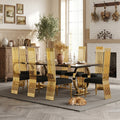78 Inch Dining Table Set With U Shaped Base Dining Table And White Boucle High Back Chairs