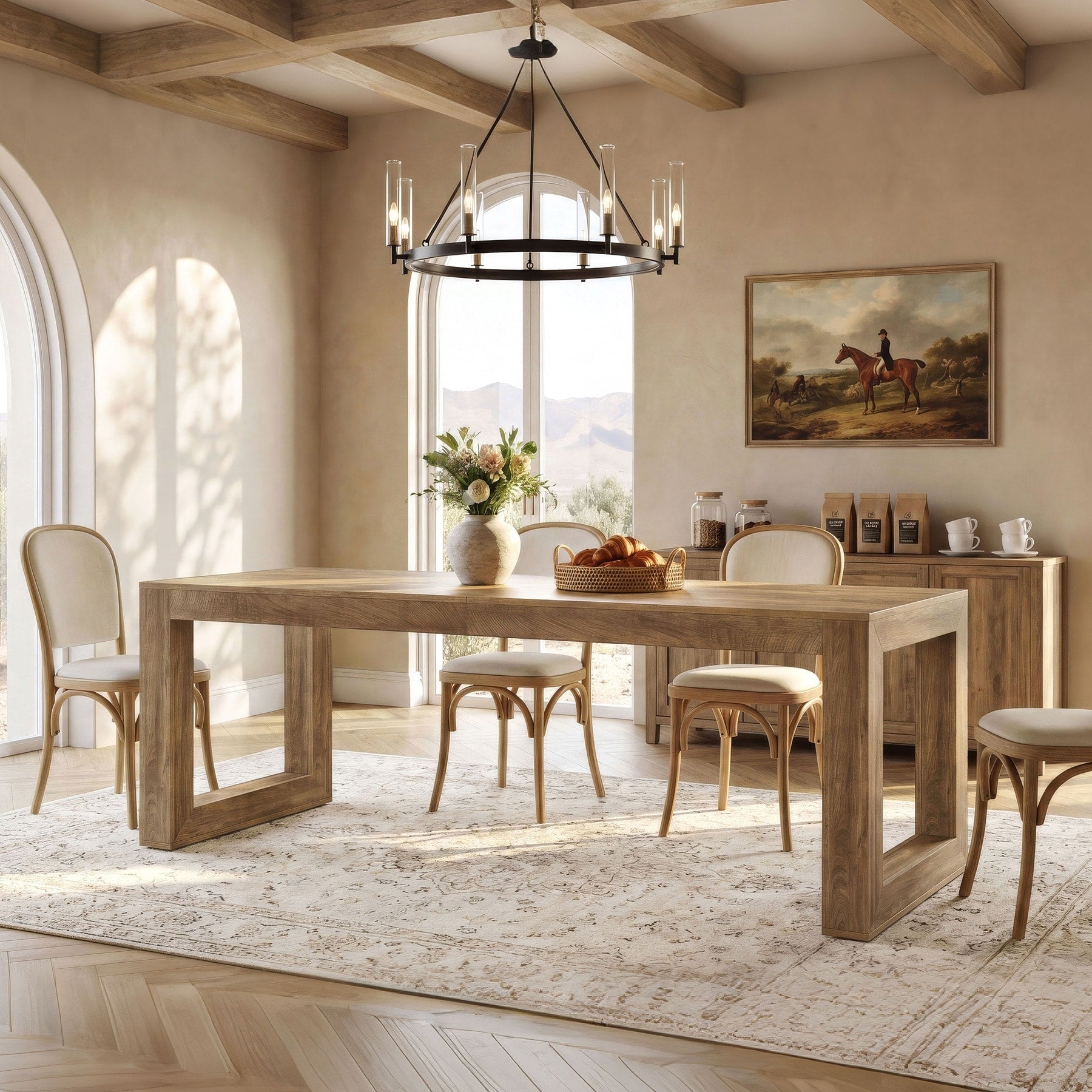 78.7 Inch Dining Table For 6 8 People Rustic Wooden Kitchen Table