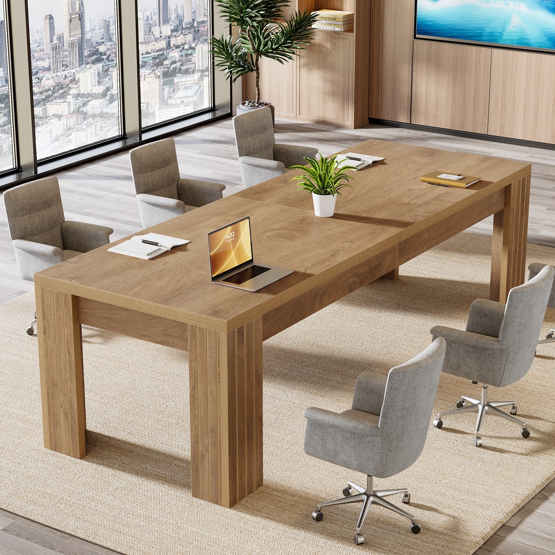 78.74 Inch Rectangular Conference Room Table For 6 8 People 78.74 W X 27.56 D X 29.53 H