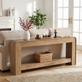 78.74 Inch Rustic Slim Console Table Extra Long Sofa Table With 2 Tier Open Storage