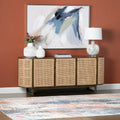 78.74 In. Brown Solid Wood 5 Door Media Credenza_Sideboard