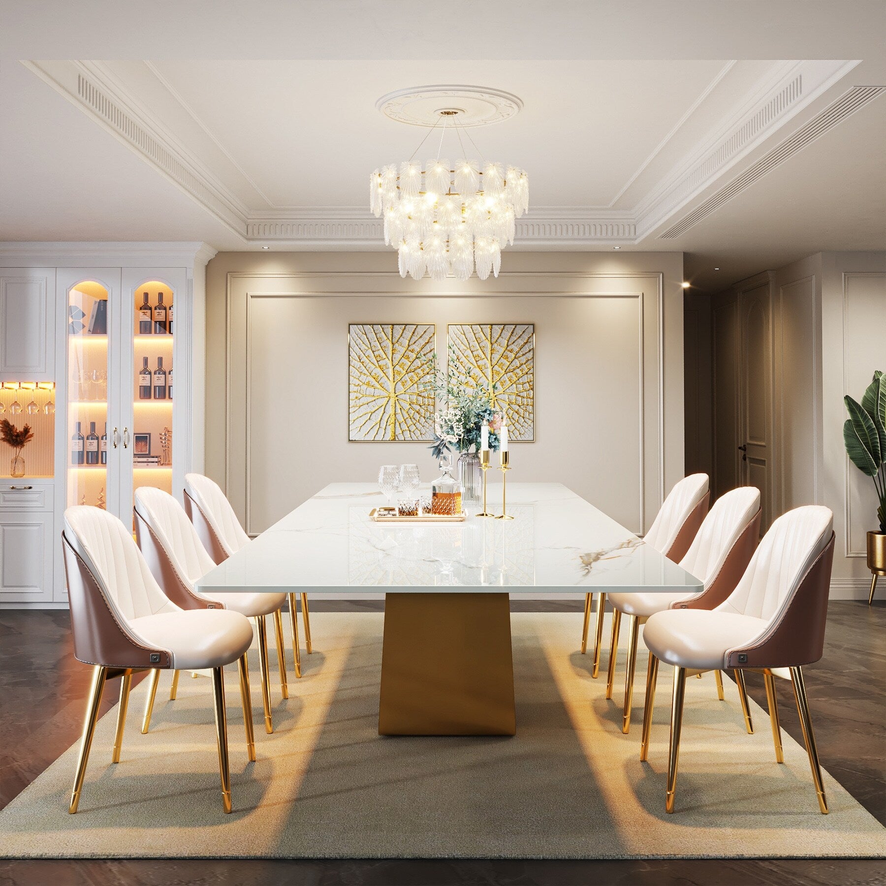 78.74 Large Modern Luxury Rectangle Dining Table Kitchen Dinner Accent Table