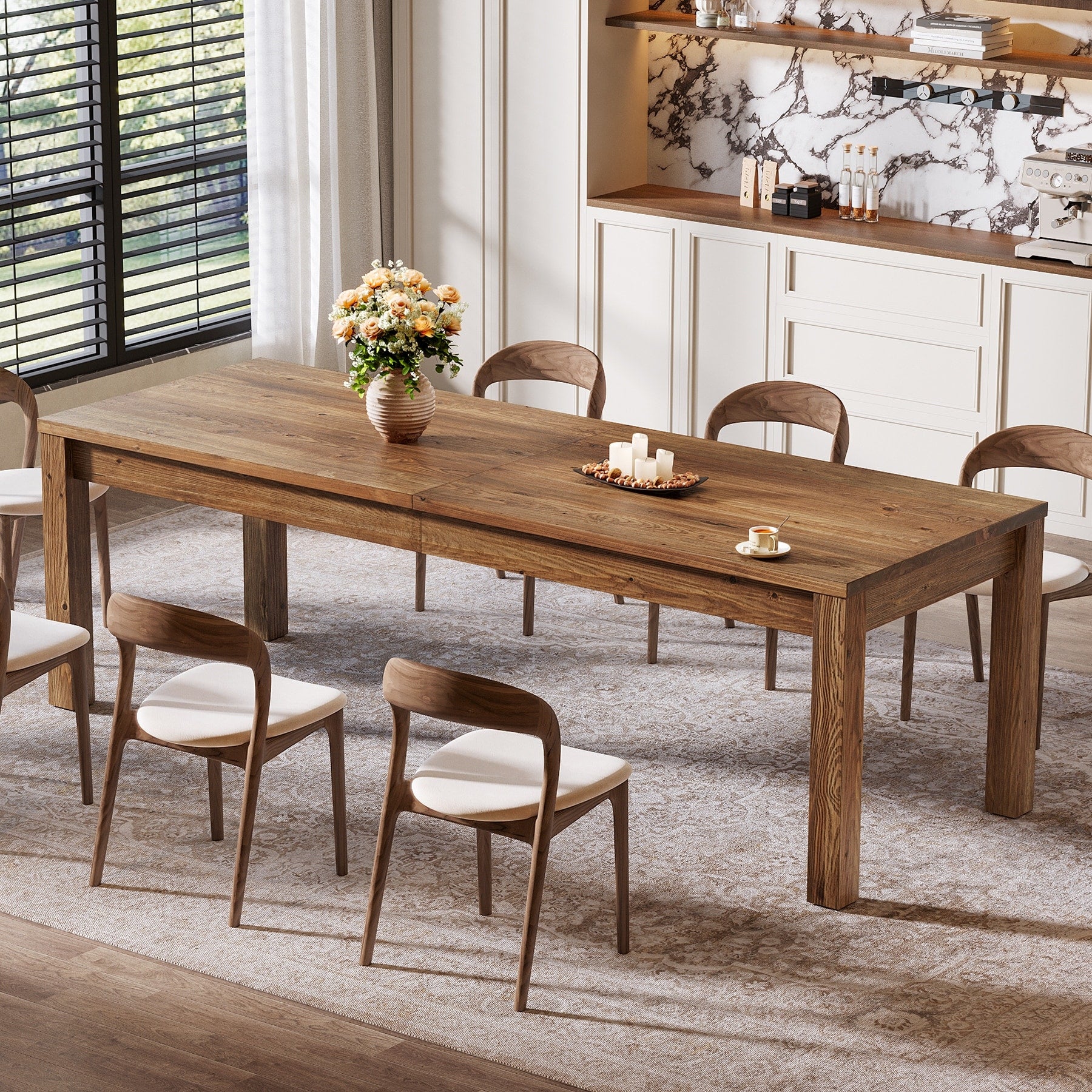 78.7 Dining Table For 6 8 10 Solid Wood Rustic Large Kitchen Table