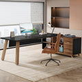 78.7 L Shaped Computer Desk Modern Executive Desk With 2 File Drawers Shelves Large Home Office Desk Workstation