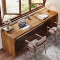 78.7 Long Double Desk Farmhouse Wood 2 Person Home Office Computer Desk For Writing Study