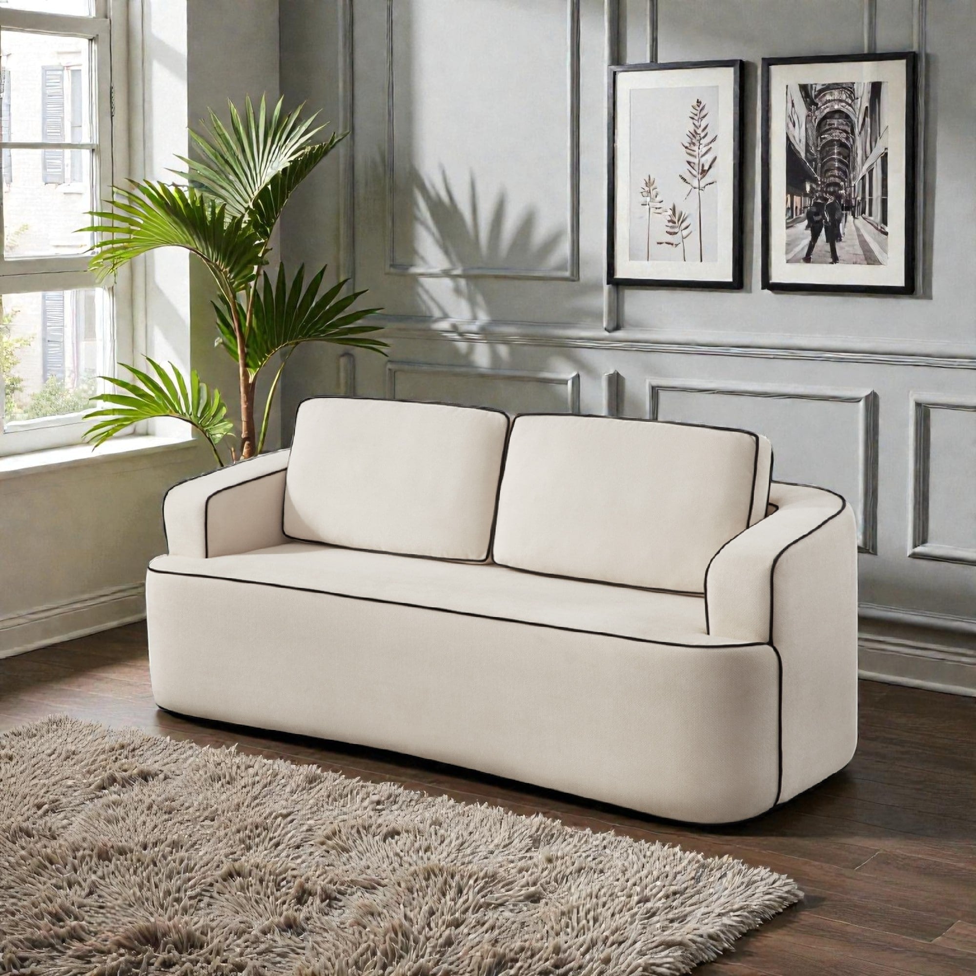 78.7 Modern Loveseat Sofa With Integrated Armrests Space Saving Double Seat Couch For Small Living Room Or Bedroom