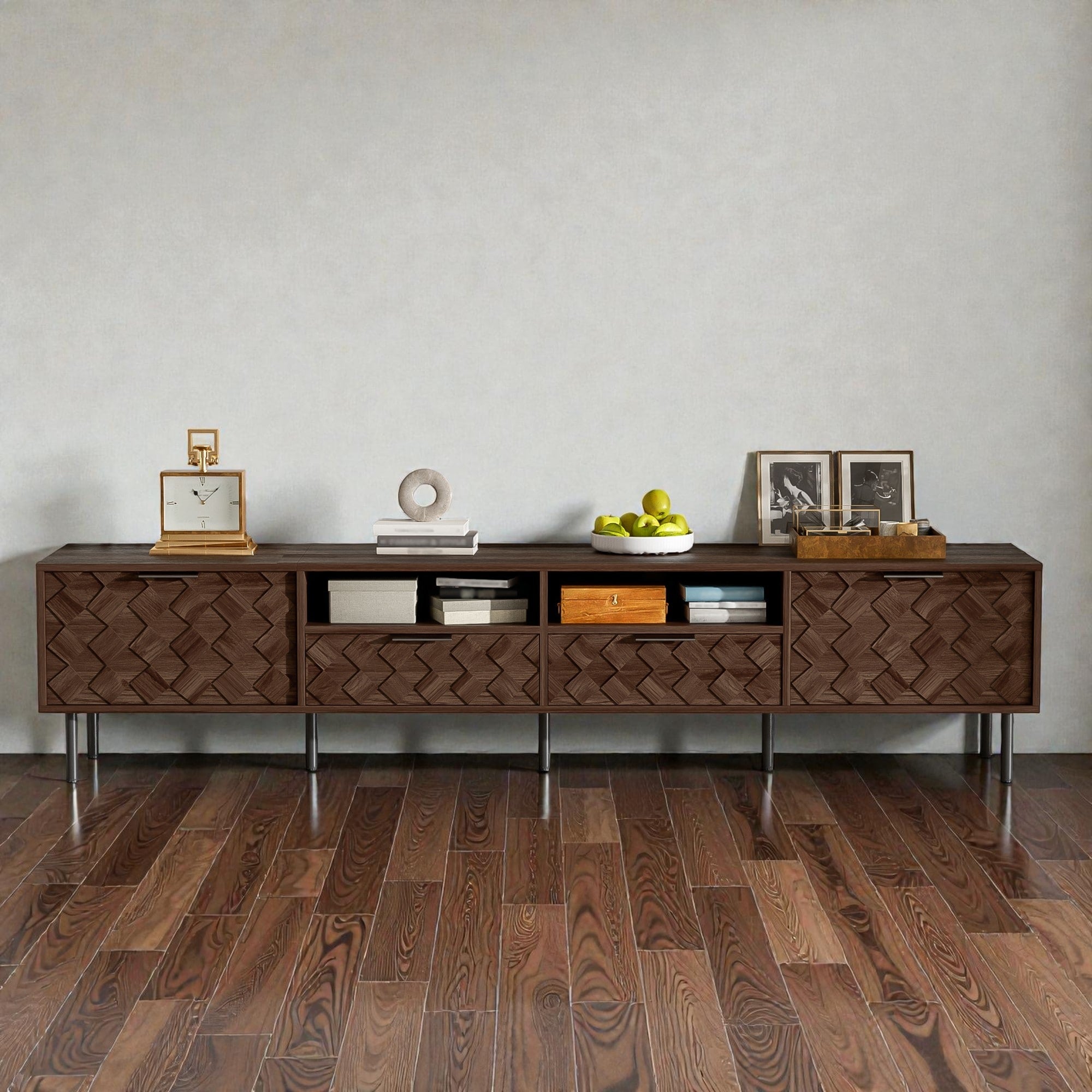 78.7 Modern Tv Stand For Tvs Up To 85 Inch Entertainment Center With Closed Storage Soft Close Hinges Iron Legs