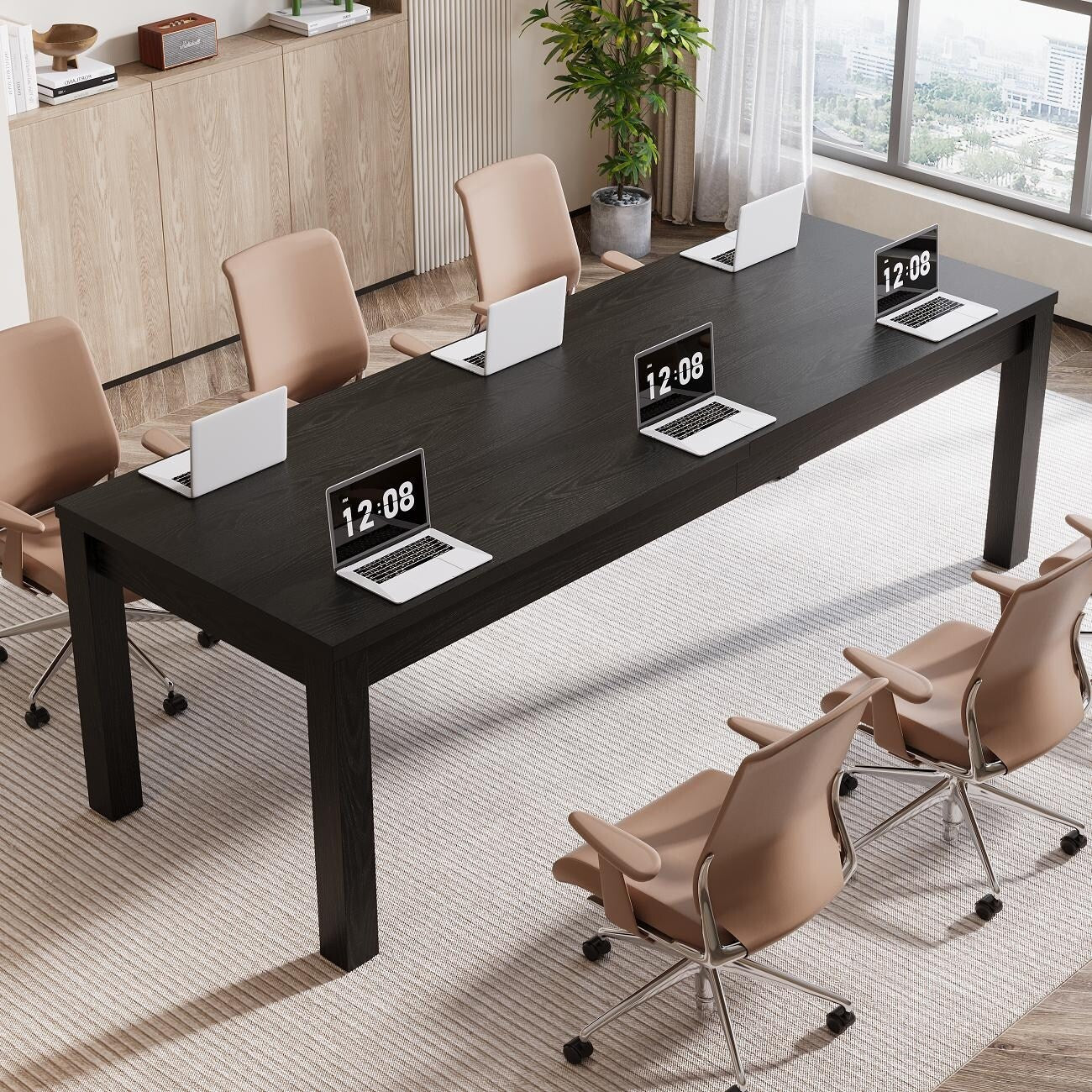 78.7 Rectangular Solid Wood Conference Table Meeting Table For Office