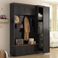 78.7 Farmhouse Entryway Hall Tree With Storage Bench And Hooks