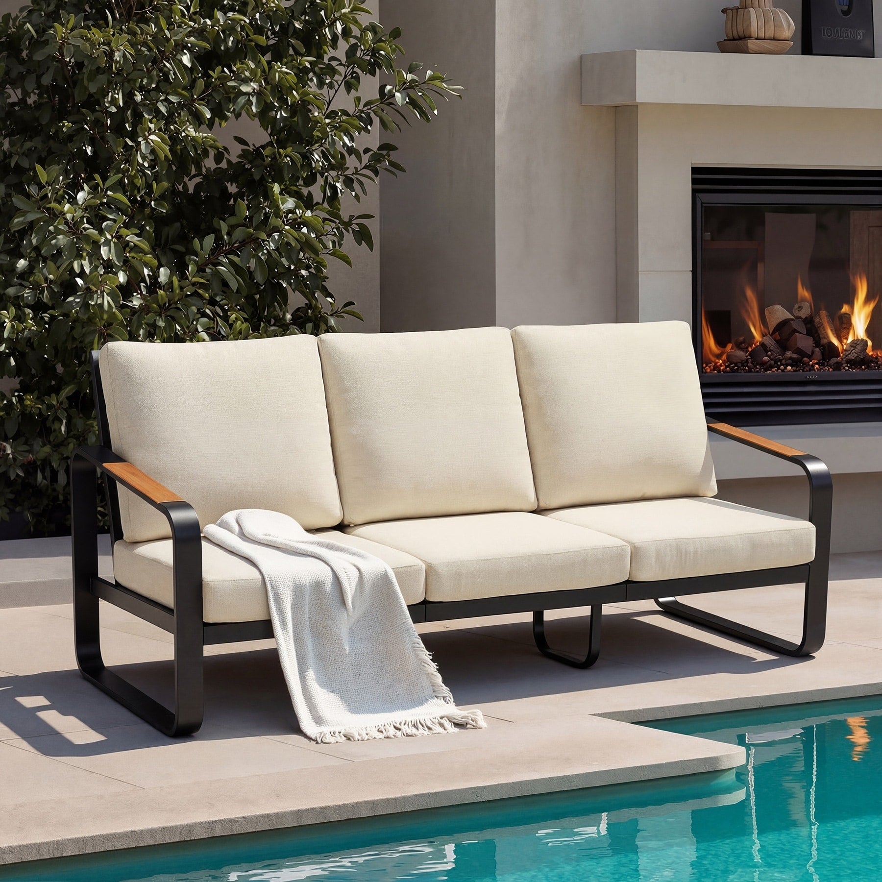 78.7 Wide Outdoor Patio Sofa With Removable Cushions