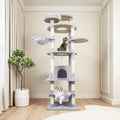 78.8 In Dark Gray Cat Tree Tower With Wide Base 12 Sisal Scratching Post Big Hammock Many Landing Perch And Interactive Toy