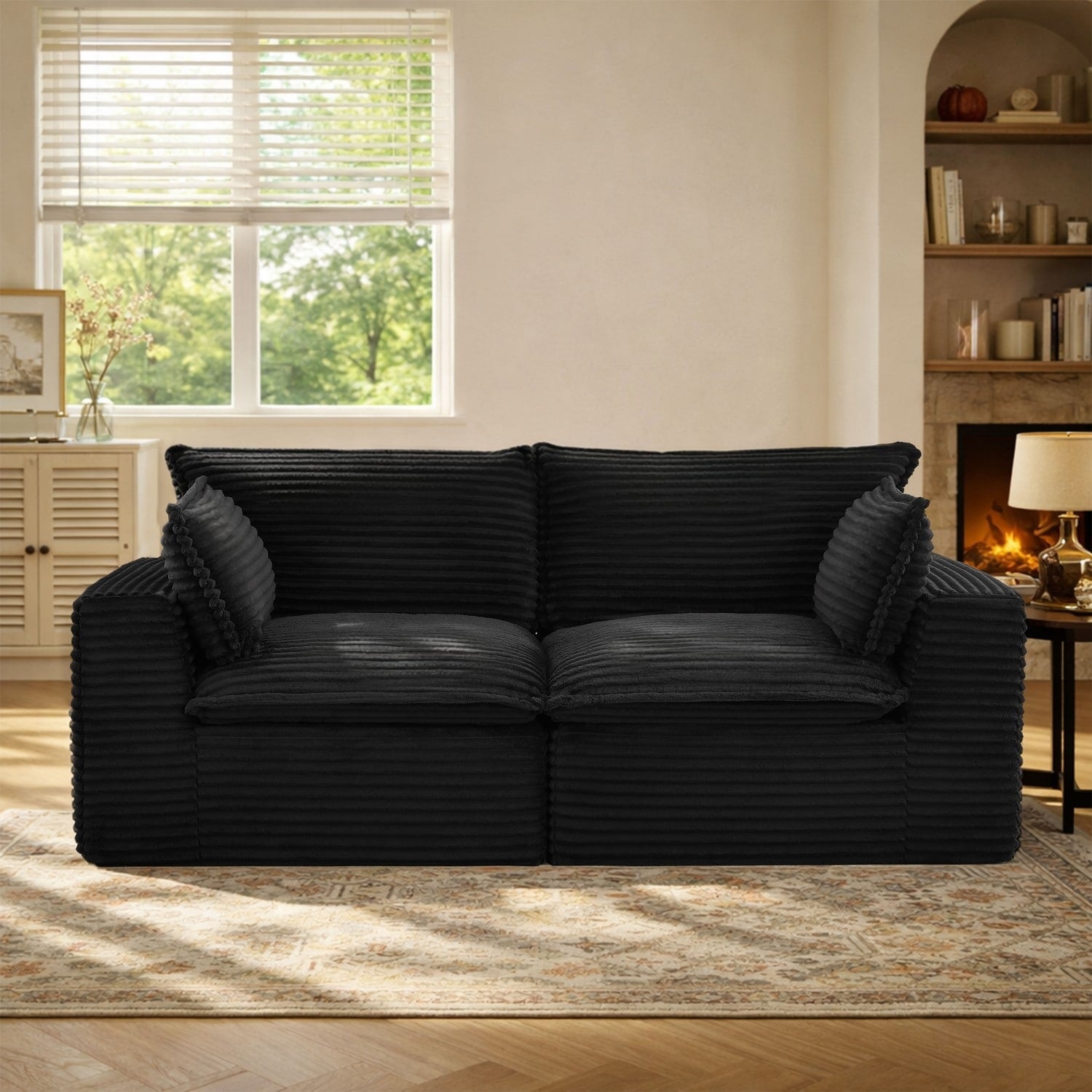 78.8 Corduroy Modular Sectional Sofa With Pillws No Assembly Required
