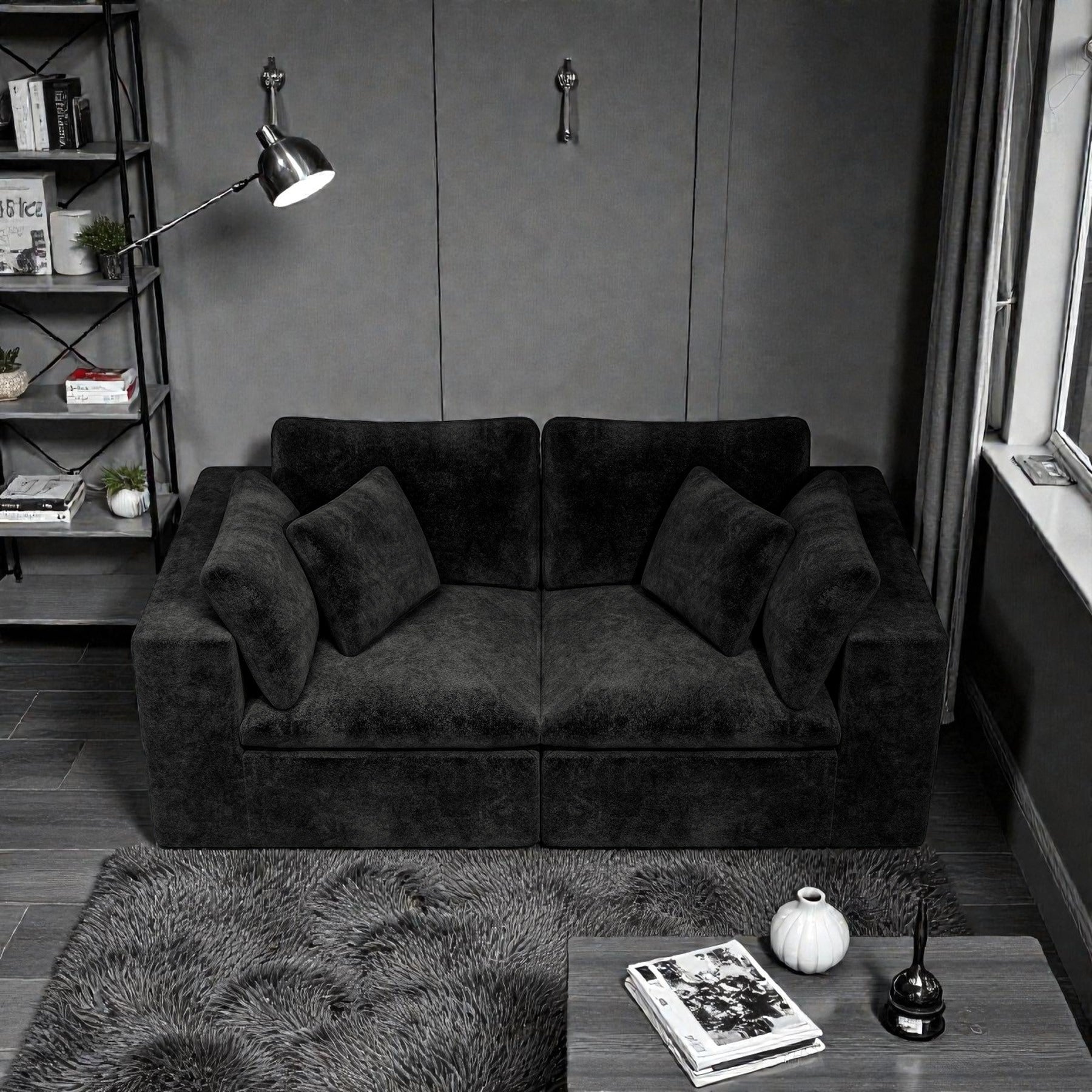 78.8 Modular Sectional Sofa No Assembly Upholstered Couch With Plush Corduroy Fabric 2 Seat For Apartment