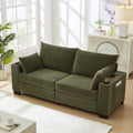 78 Corduroy 3 Seater Sofa With Usb Ports Cup Holders And Side Pockets