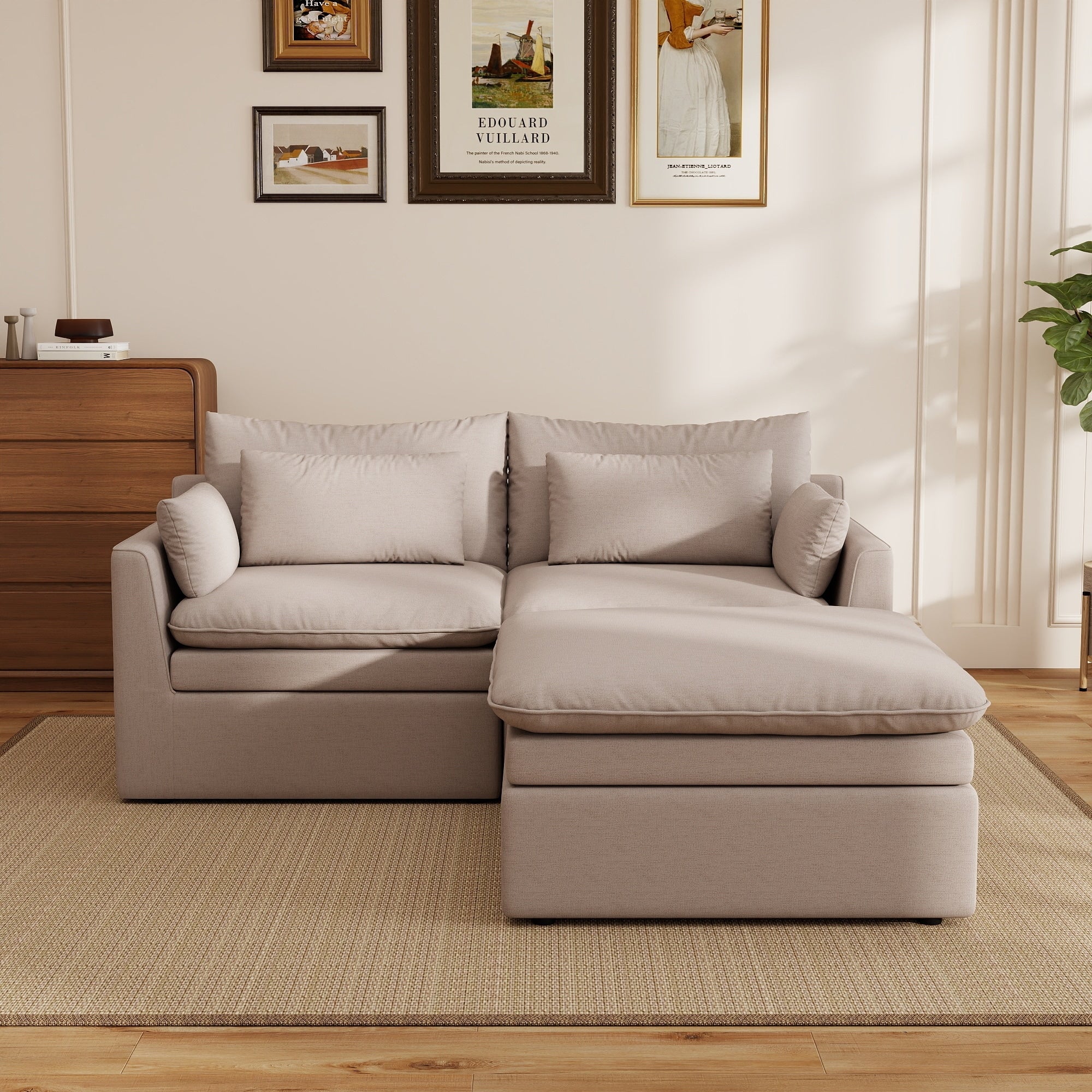 78 Loveseat Sofa Upholstered Modular Sectional Sofa Withthrow Pillows And Ottomans