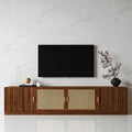 78 Mid Century Tv Stand For Tvs Up To 85 Rattan Door Media Console With Adjustable Shelves Cable Management