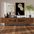 78 Modern Tv Stand For Tvs Up To 85 Fluted Glass Door Entertainment Center With Solid Wood Legs Drawers